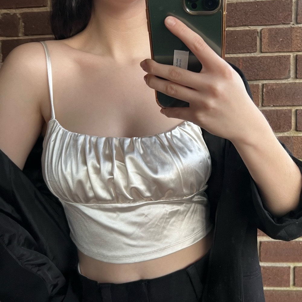 Elegant Cream Satin Women's Top